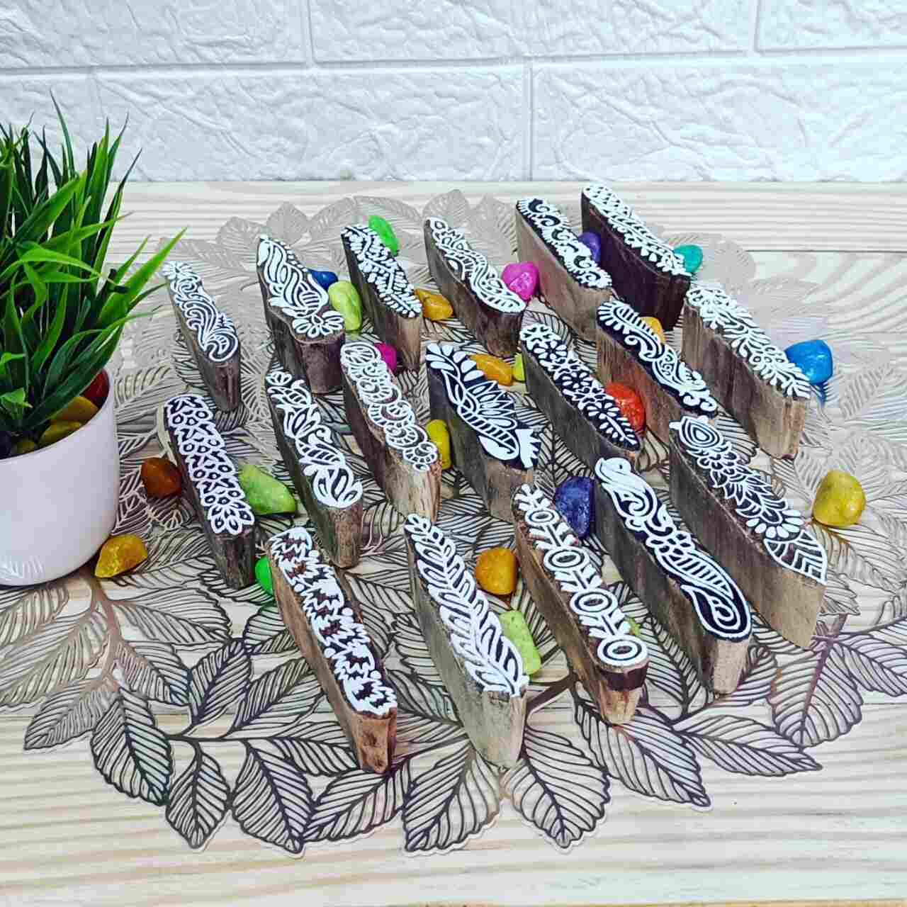 Printing block stamps finger use to henna for hand printing