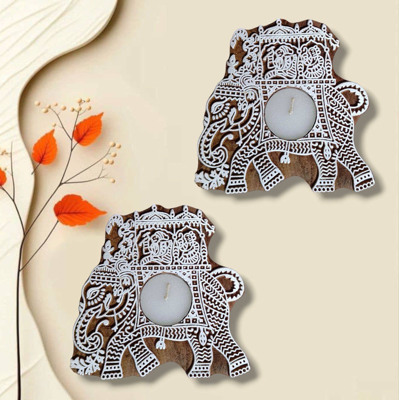 Light up your space with our handcrafted wooden Elephant tealight candle holder, perfect for a cozy ambiance. Which makes your home very attractive.