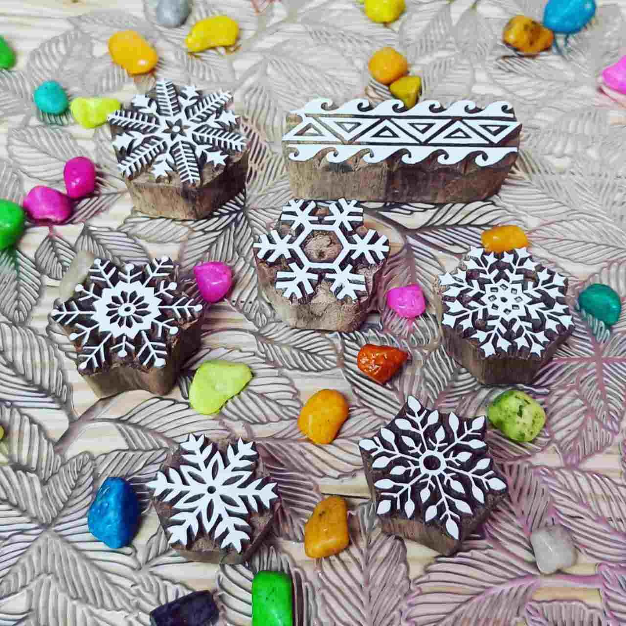 Wooden printing stamps Set of 7 Pieces - Image 2