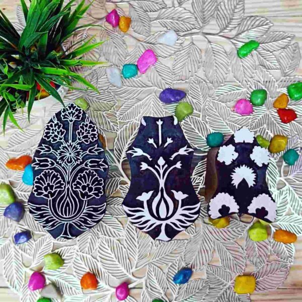 Wooden textile printing blocks buta (3 color block set) - Image 2