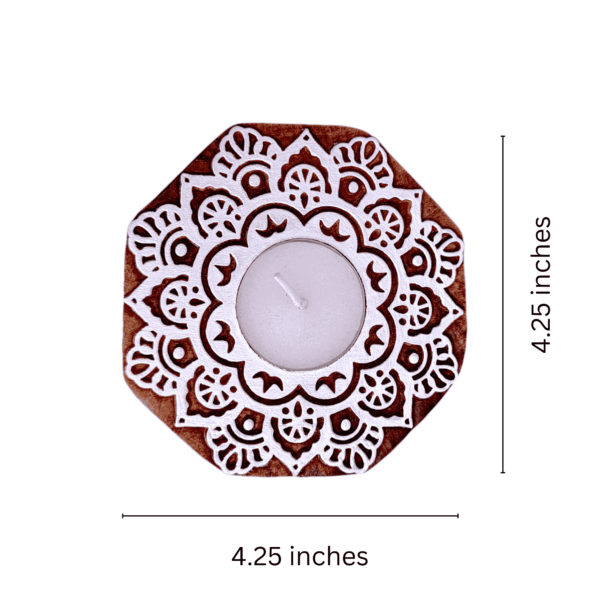 Mandala wooden candle holder wooden hand carved. (set of 2 pieces) - Image 3