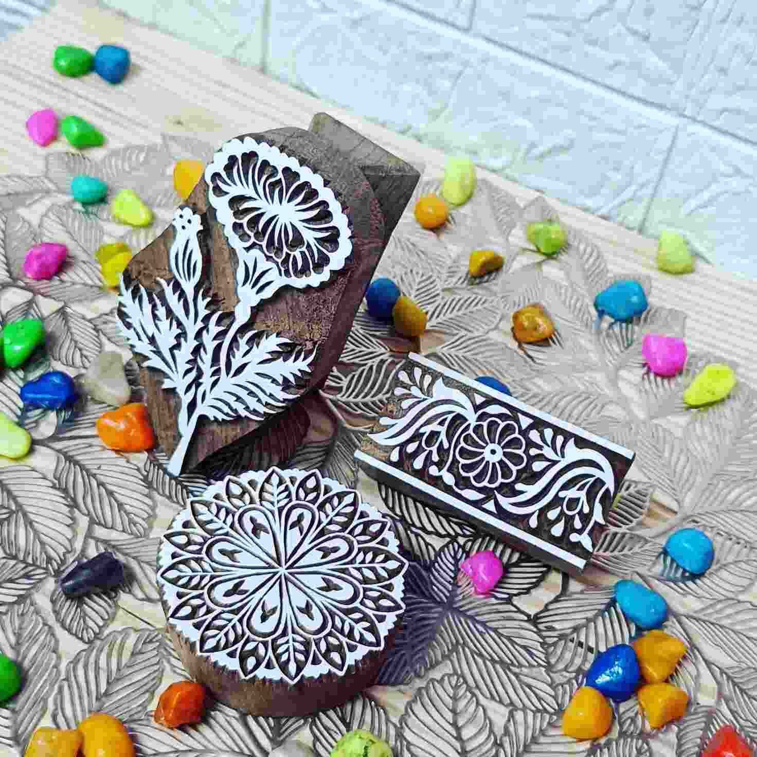 Wooden block buta set of 3 pcs Printing Stamps - Image 2