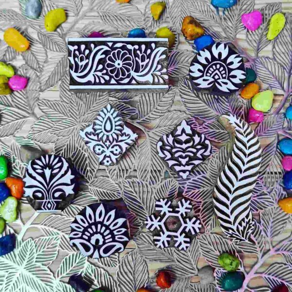 Flowers wooden Block Stamps set of 8 pcs - Image 2