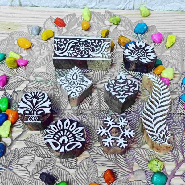 Flowers wooden Block Stamps set of 8 pcs - Image 3