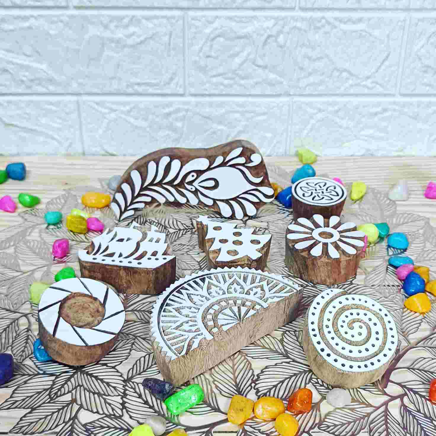 Wooden Printing Stamps wing set of 8 pcs - Image 3