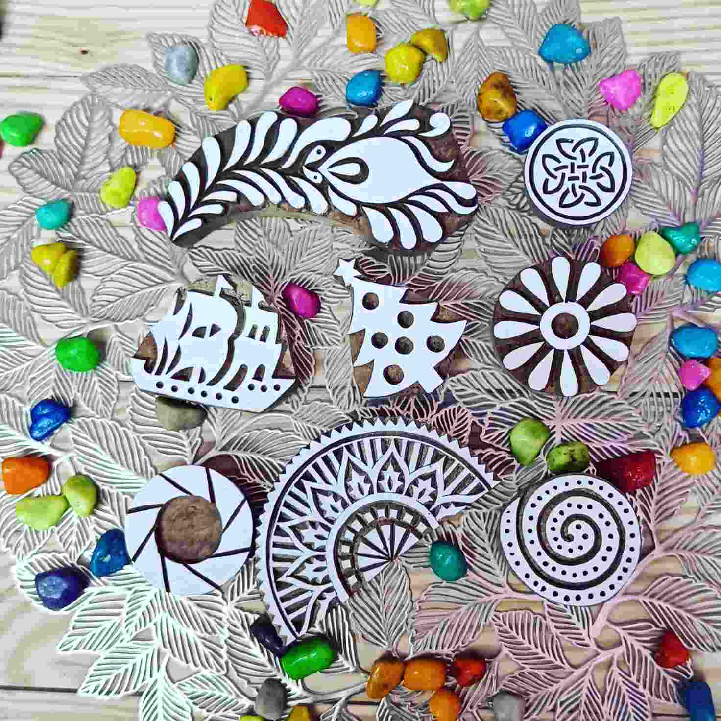 Wooden Printing Stamps wing set of 8 pcs - Image 2