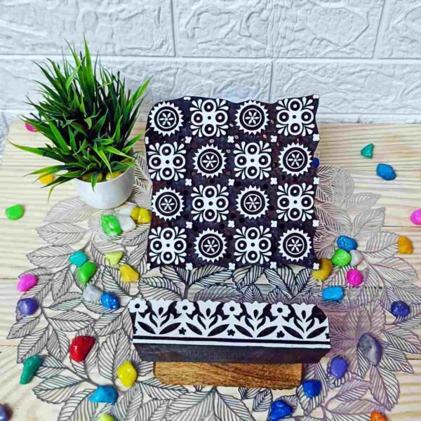Jaal printing block stamps for sari printing set of 2 pcs - Image 2