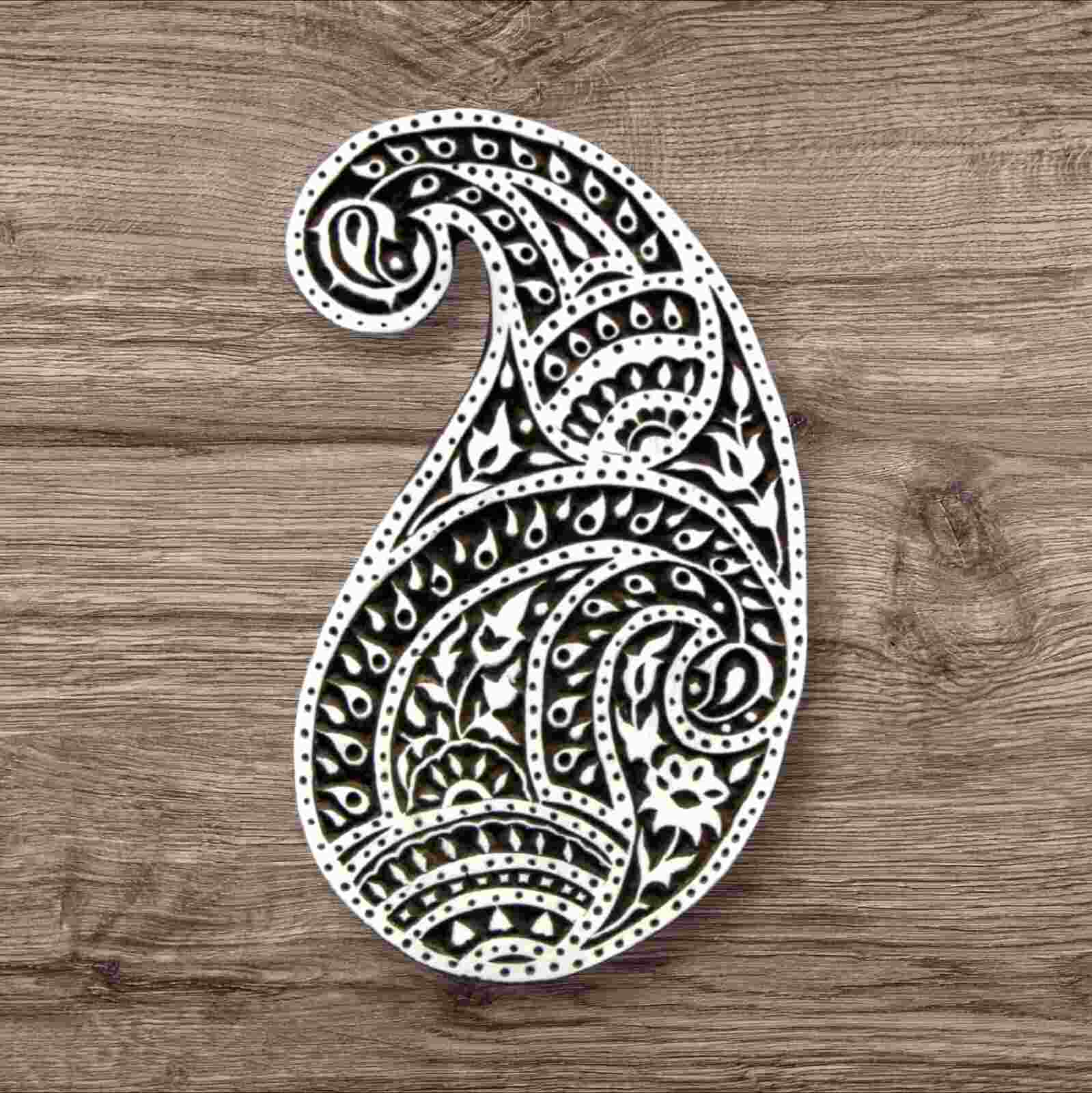 Handcrafted wooden printing blocks ambi for unique designs and high-quality print on fabric, paper, clay, mehndi, use on any other surface