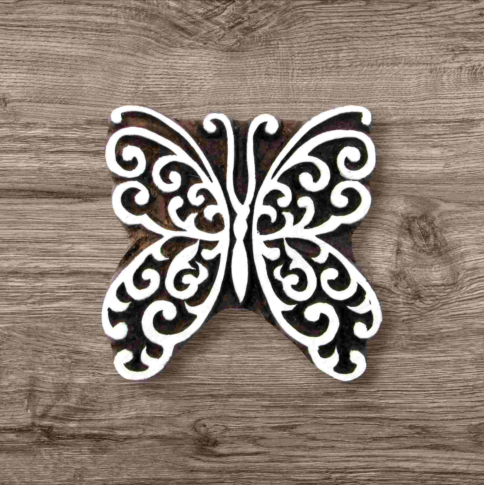 Handcrafted Wooden printing blocks butterfly for unique designs and high-quality print on fabric, paper, clay, mehndi, use on any other surface