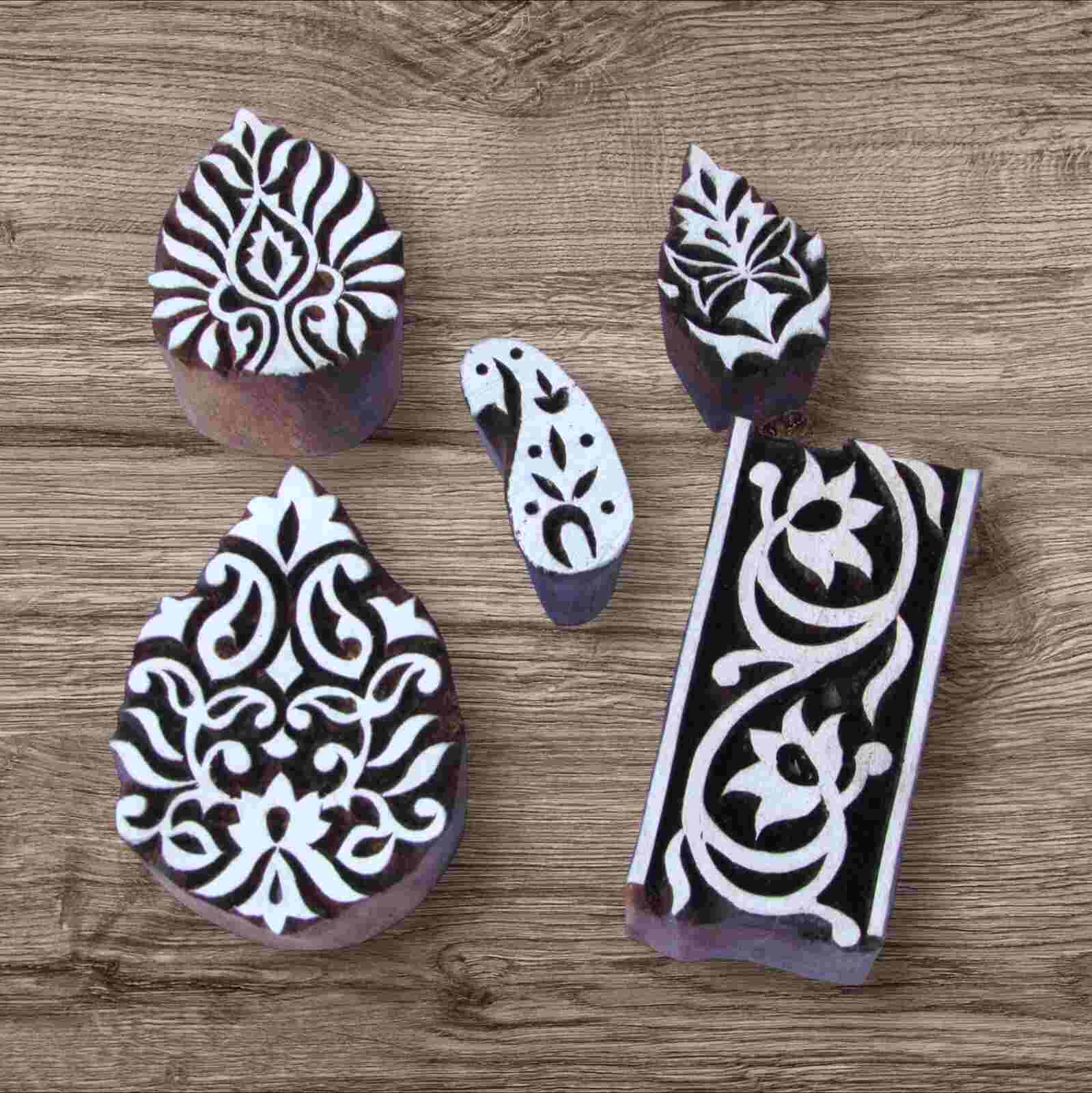 Handcrafted wooden block buti set for unique designs and high-quality print on fabric, paper, clay, mehndi, use on any other surface