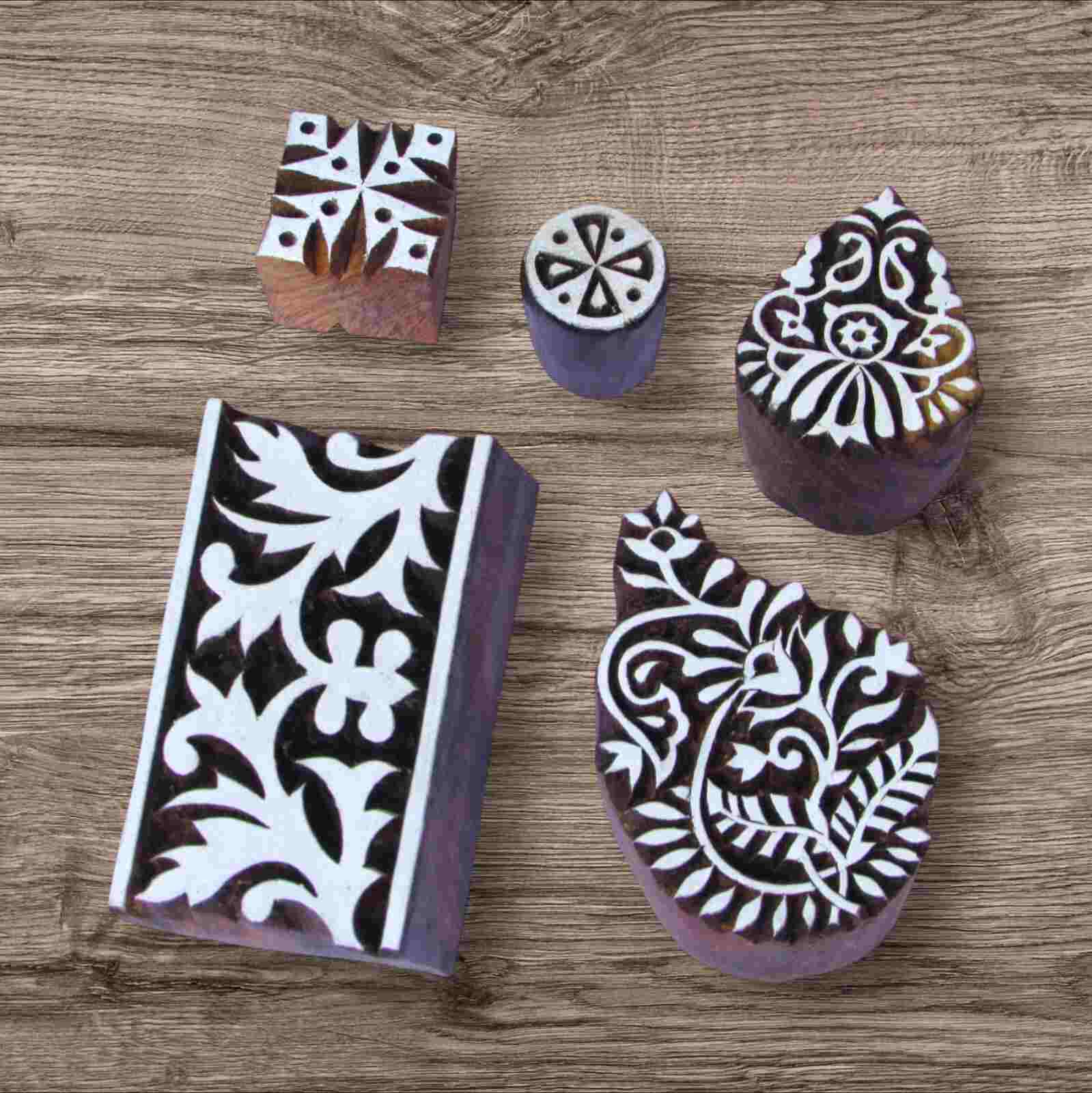 Handcrafted wooden Printing blocks buti border set for unique designs and high-quality print on fabric, paper, clay, mehndi, use on any other surface