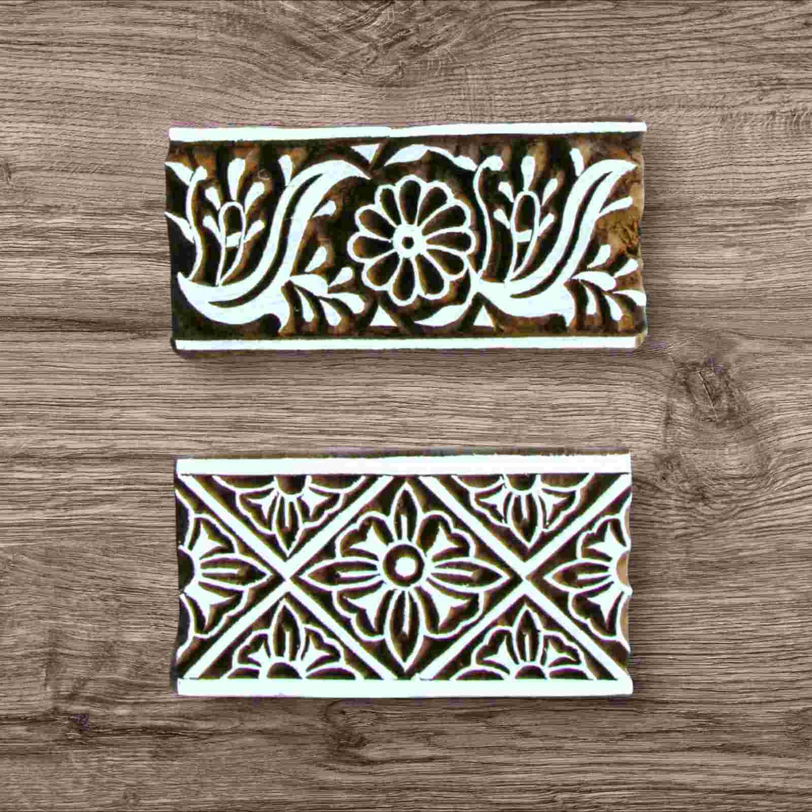 Handcrafted printing stamps border set for unique designs and high-quality print on fabric, paper, clay, mehndi, use on any other surface