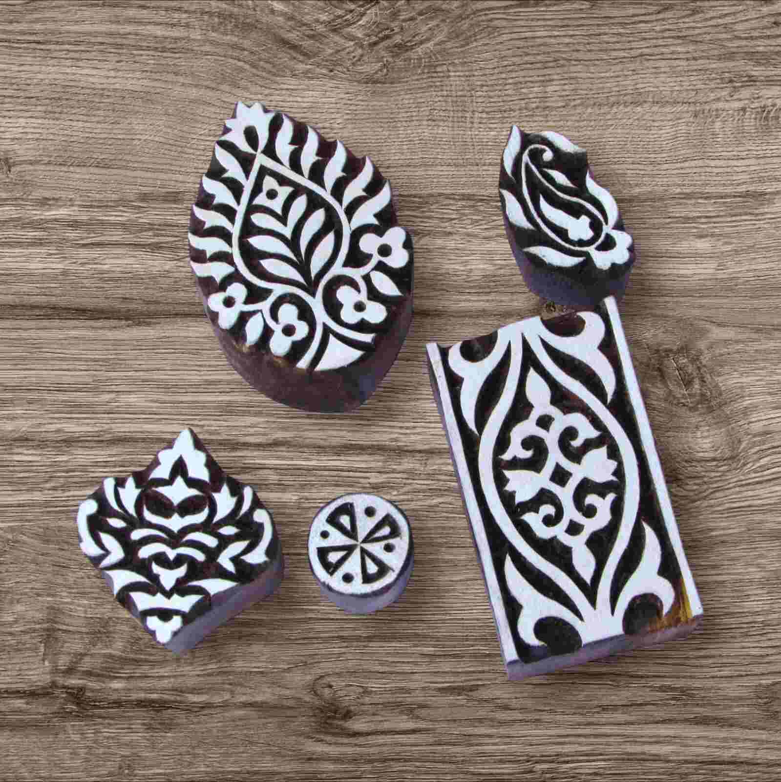 Handcrafted wooden printing blocks booti set for unique designs and high-quality print on fabric, paper, clay, mehndi, use on any other surface