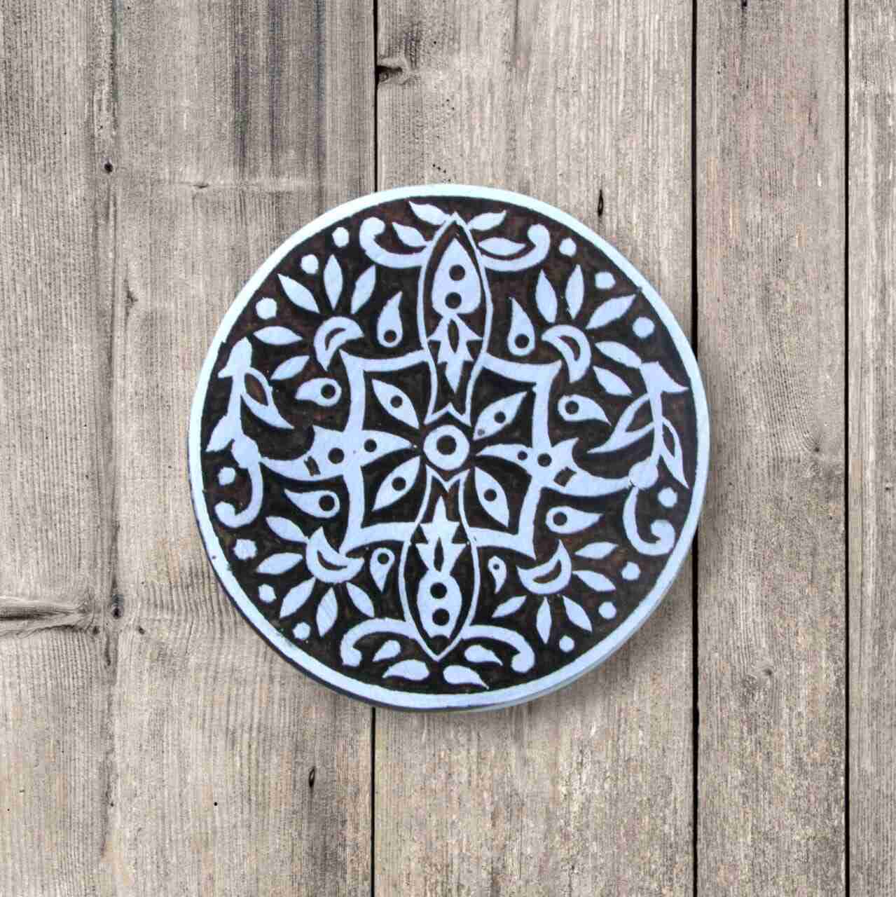 Handcrafted Printing Stamp Circle Design and high-quality wood blocks print on fabric, paper, clay, mehndi, use on any other surface