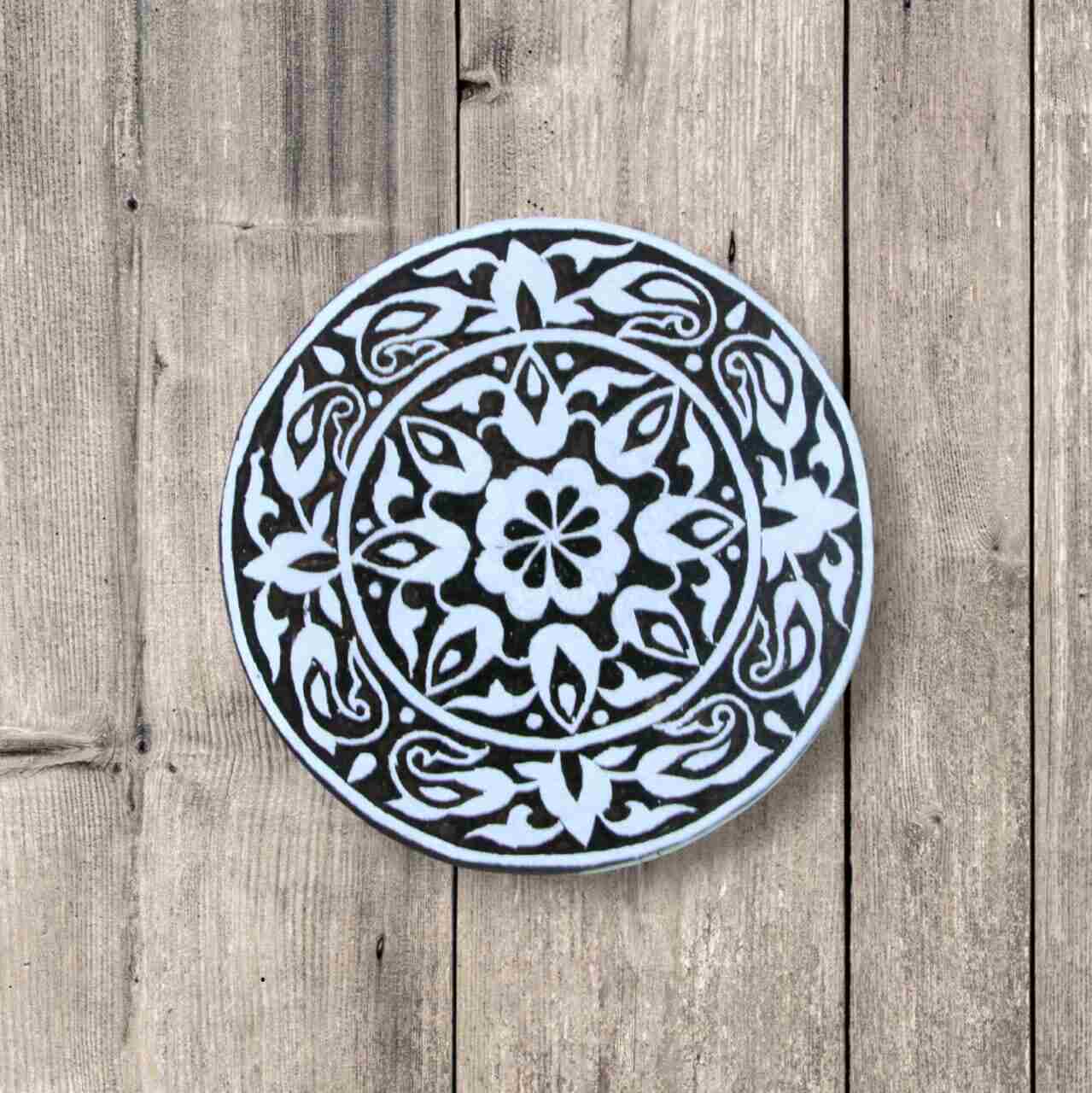 Handcrafted Wooden Stamp circle Shape and high-quality wood blocks print on fabric, paper, clay, mehndi, use on any other surface