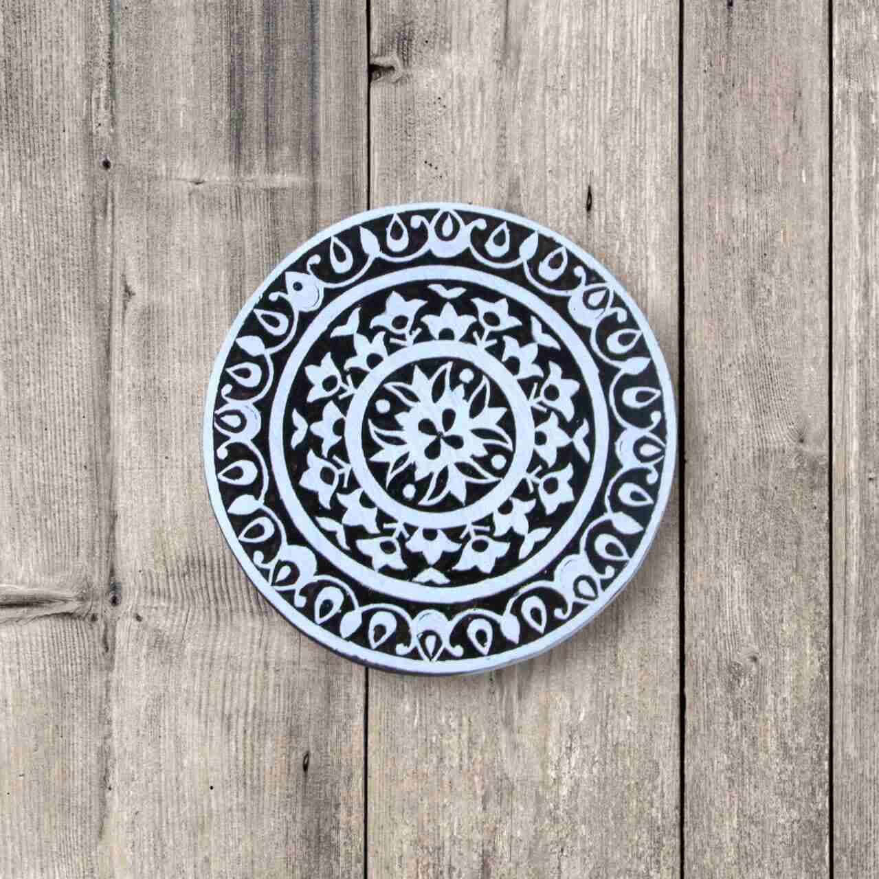 Handcrafted Wooden Block Round Shape Circle and high-quality wood blocks print on fabric, paper, clay, mehndi, use on any other surface