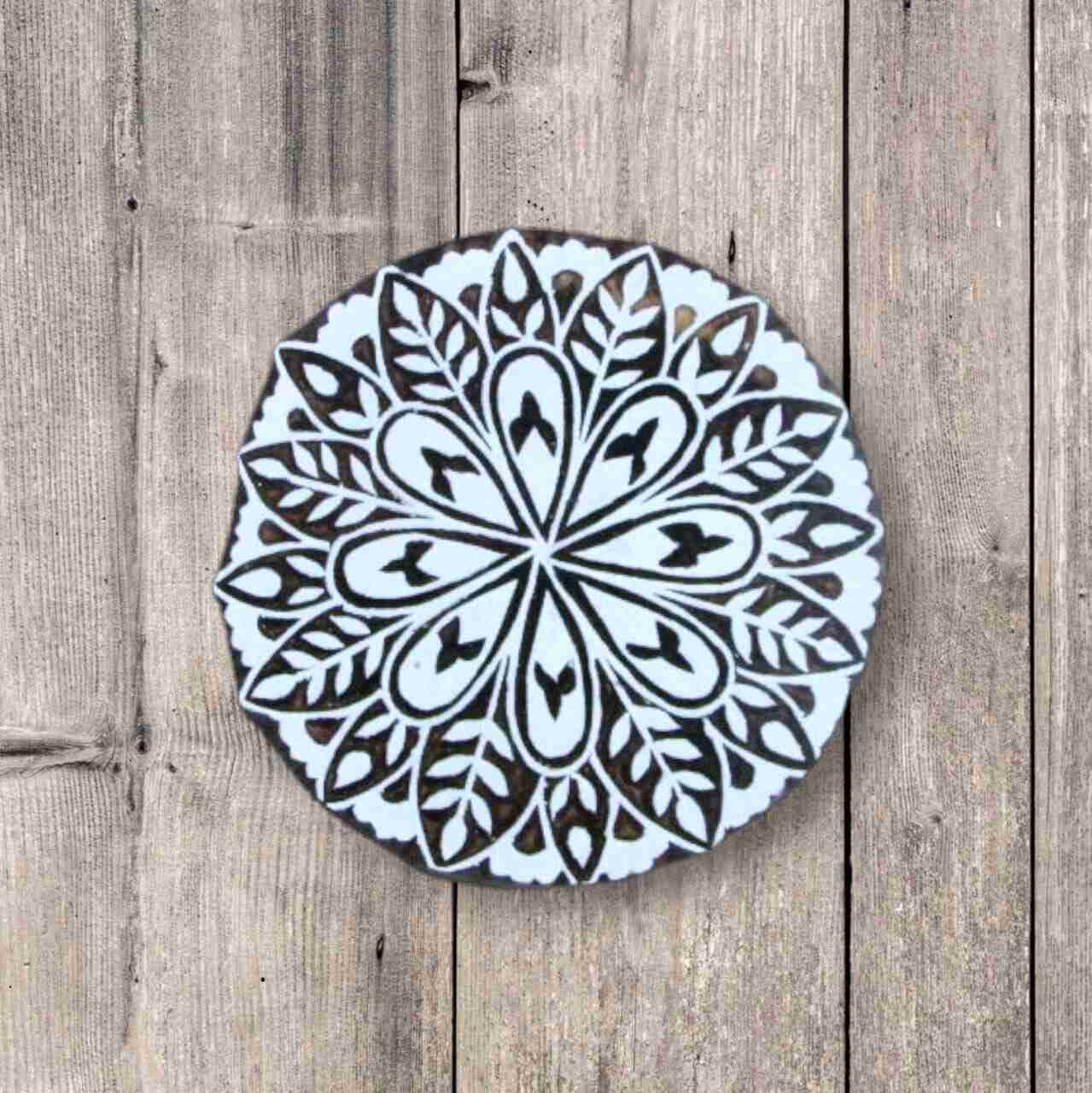 Handcrafted Wooden Carving Block Circle and high-quality wood blocks print on fabric, paper, clay, mehndi, use on any other surface