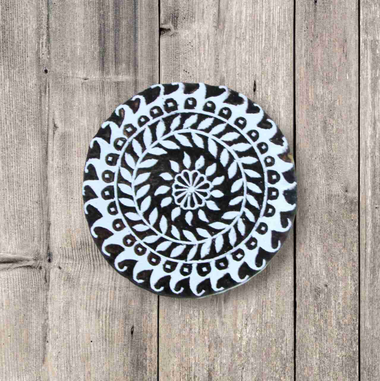 Handcrafted Carving Block Circle Shape and high-quality wood blocks print on fabric, paper, clay, mehndi, use on any other surface