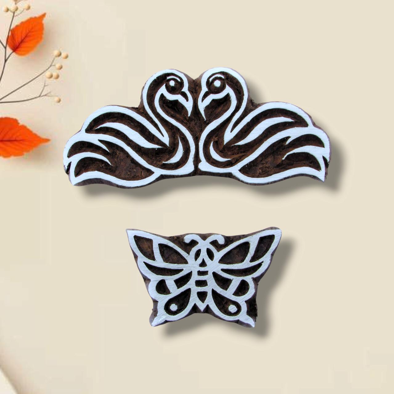 Handcrafted Duck wooden block stamp for unique designs and high-quality print on fabric, paper, clay, mehndi, use on any other surface