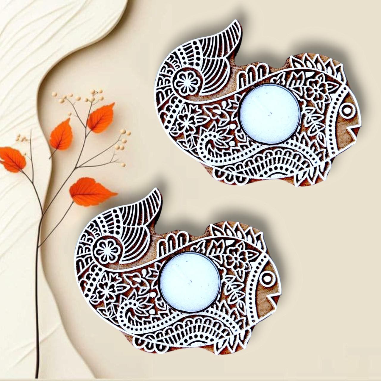 Elegant handmade Fish tealight candle holder perfect for creating a warm and cozy ambiance. Crafted with care, ideal for home décor, weddings, or gifts.