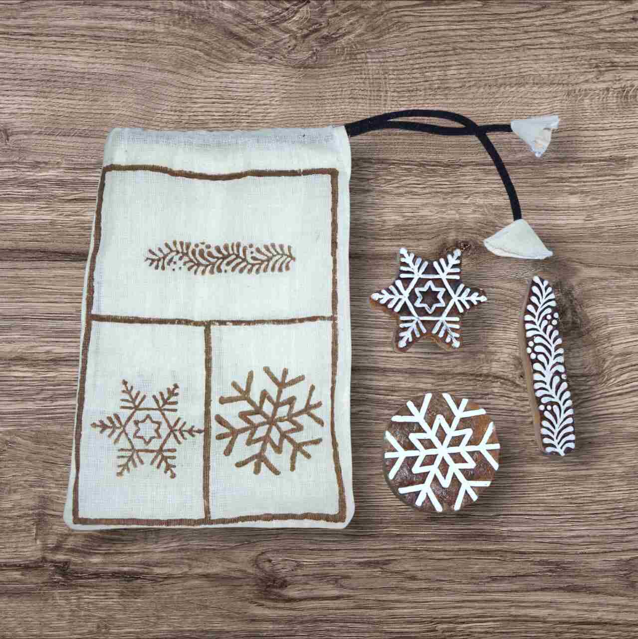 Handcrafted Wooden blocks geometric set for unique designs and high-quality print on fabric, paper, clay, mehndi, use on any other surface