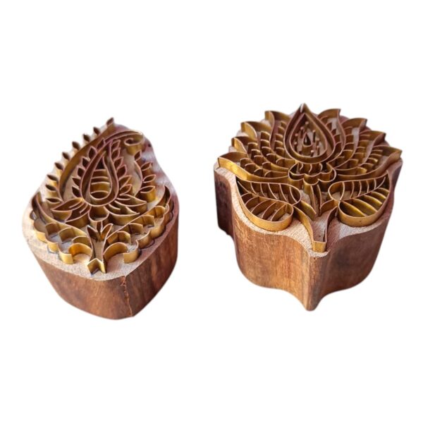 Lotus brass printing block stamps set of 2 pieces - Image 2