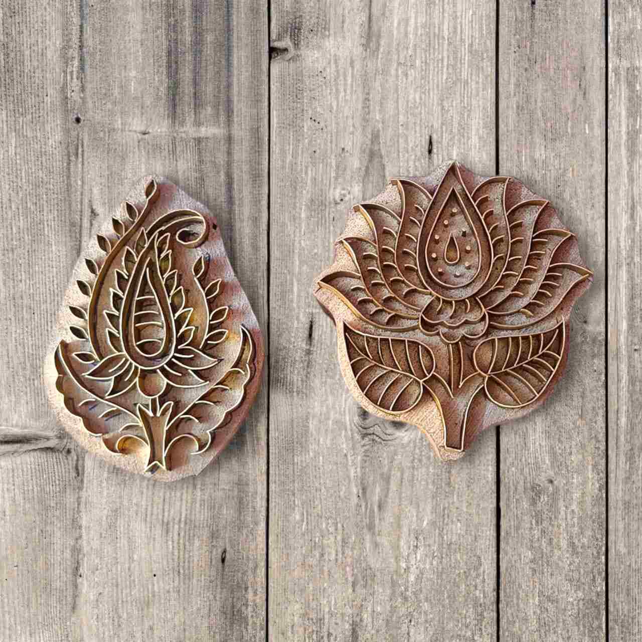 A Lotus brass printing block stamps is a meticulously handcrafted tool, traditionally used in textile printing, pottery, or paper crafting