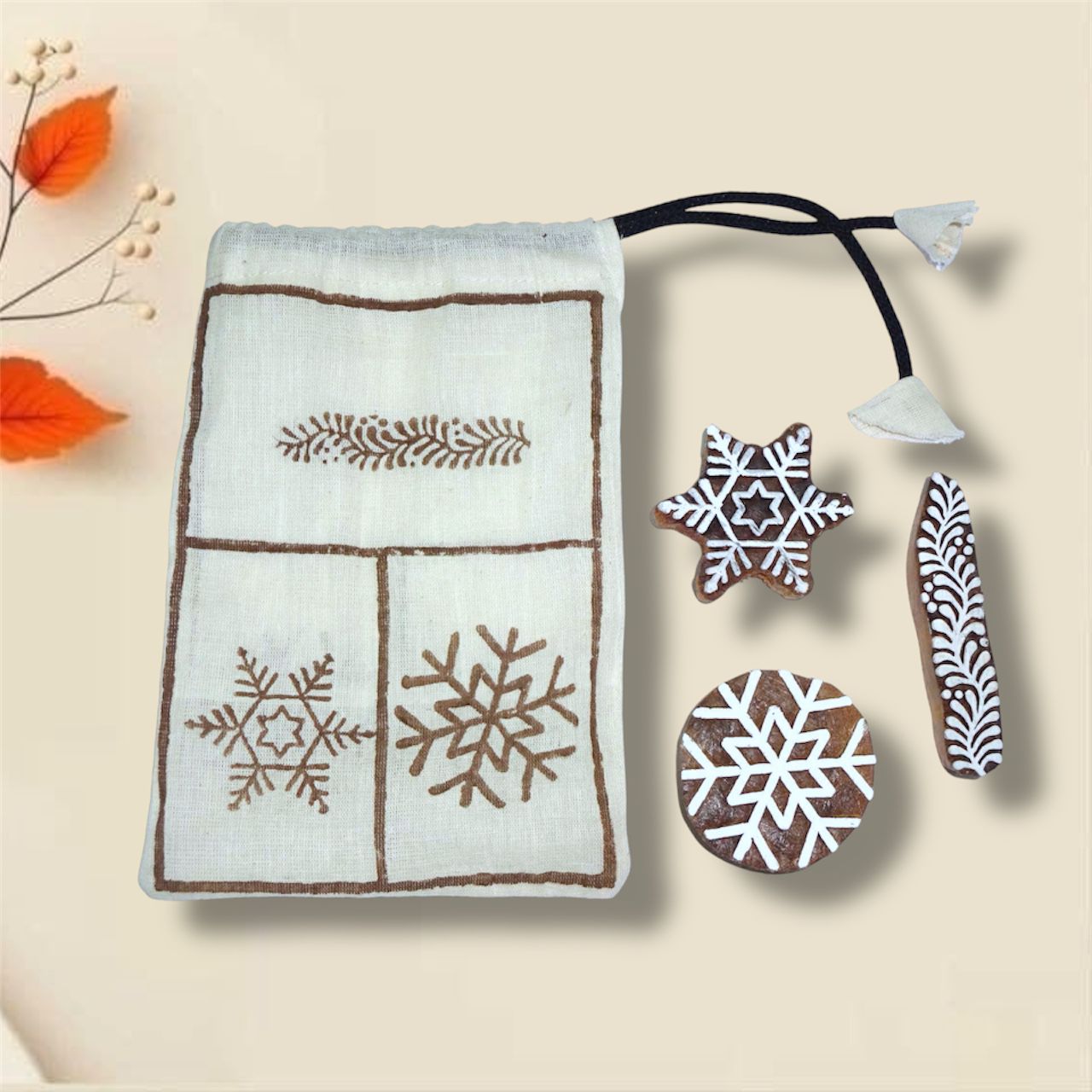 Handcrafted Wooden blocks geometric set for unique designs and high-quality print on fabric, paper, clay, mehndi, use on any other surface