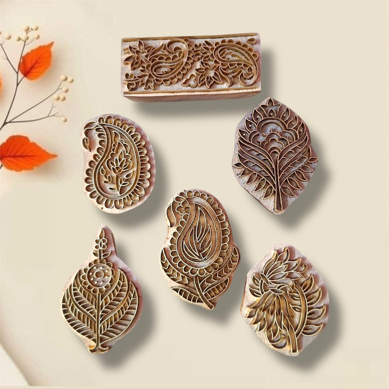 A Floral brass printing block stamps is a meticulously handcrafted tool, traditionally used in textile printing, pottery, or paper crafting