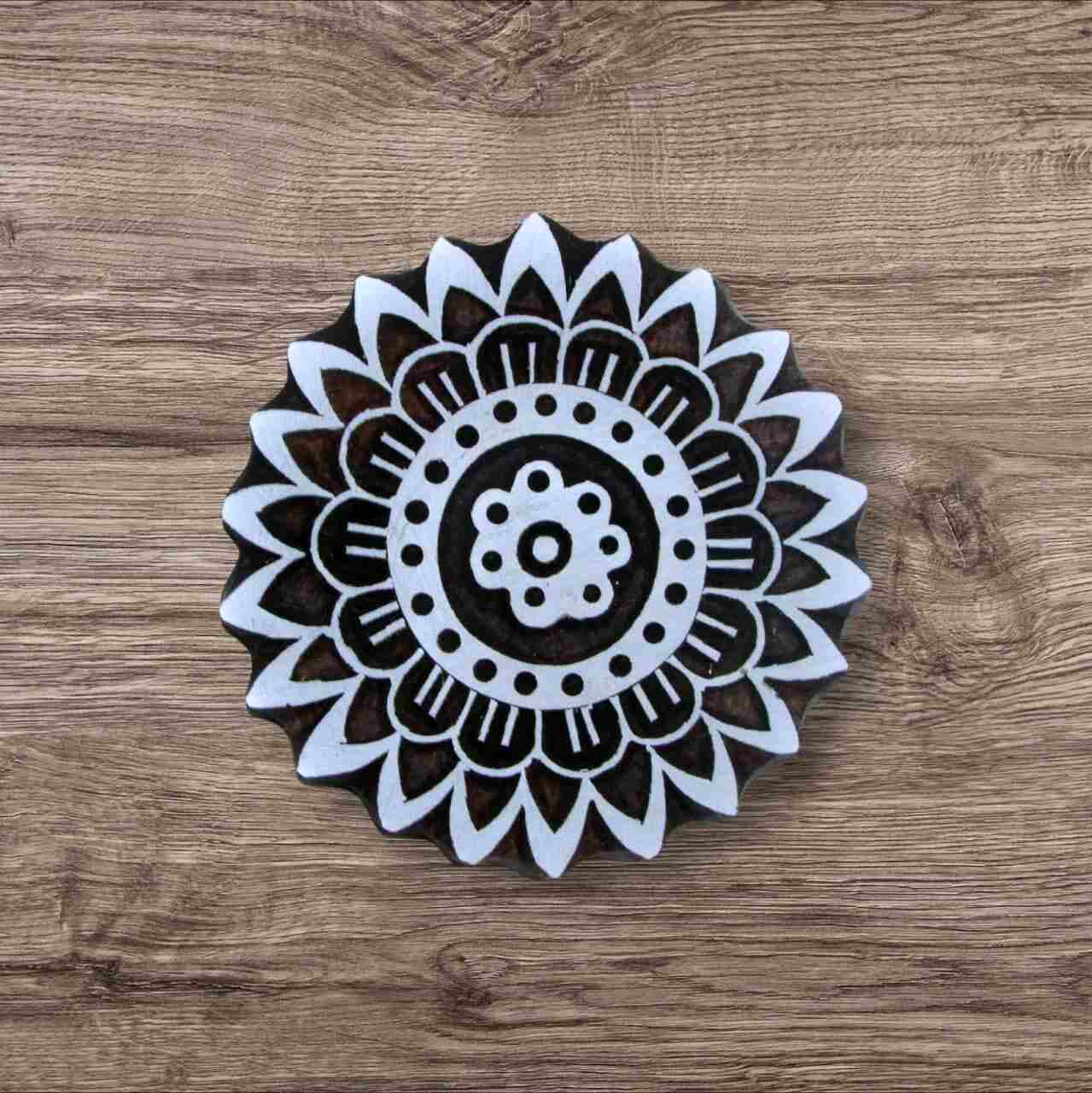 Handcrafted wooden printing block for unique designs and high-quality print on fabric, paper, clay, mehndi, use on any other surface