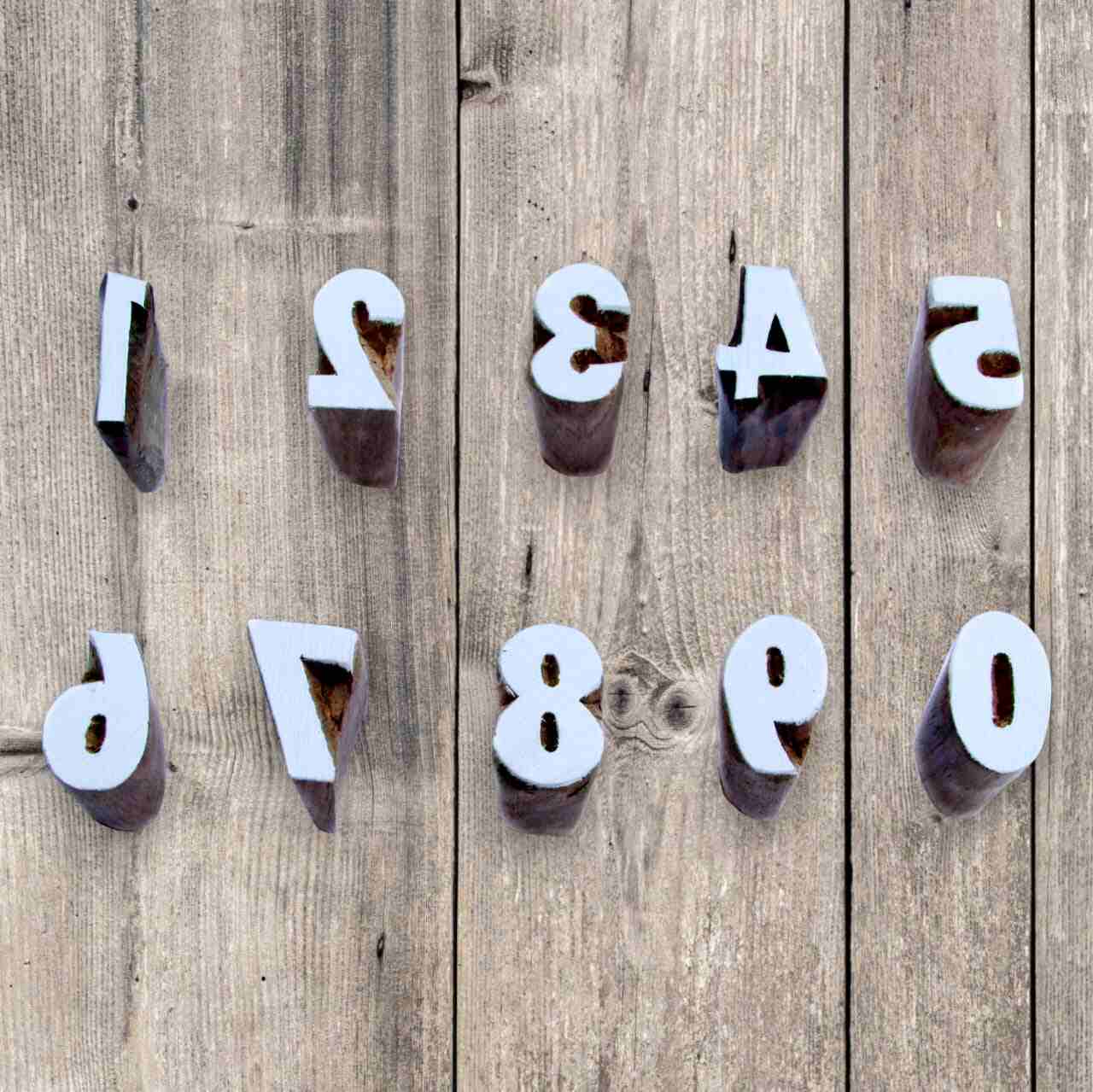 Handcrafted Wooden Printing stamps number and high-quality print on fabric, paper, clay, use on any other surface