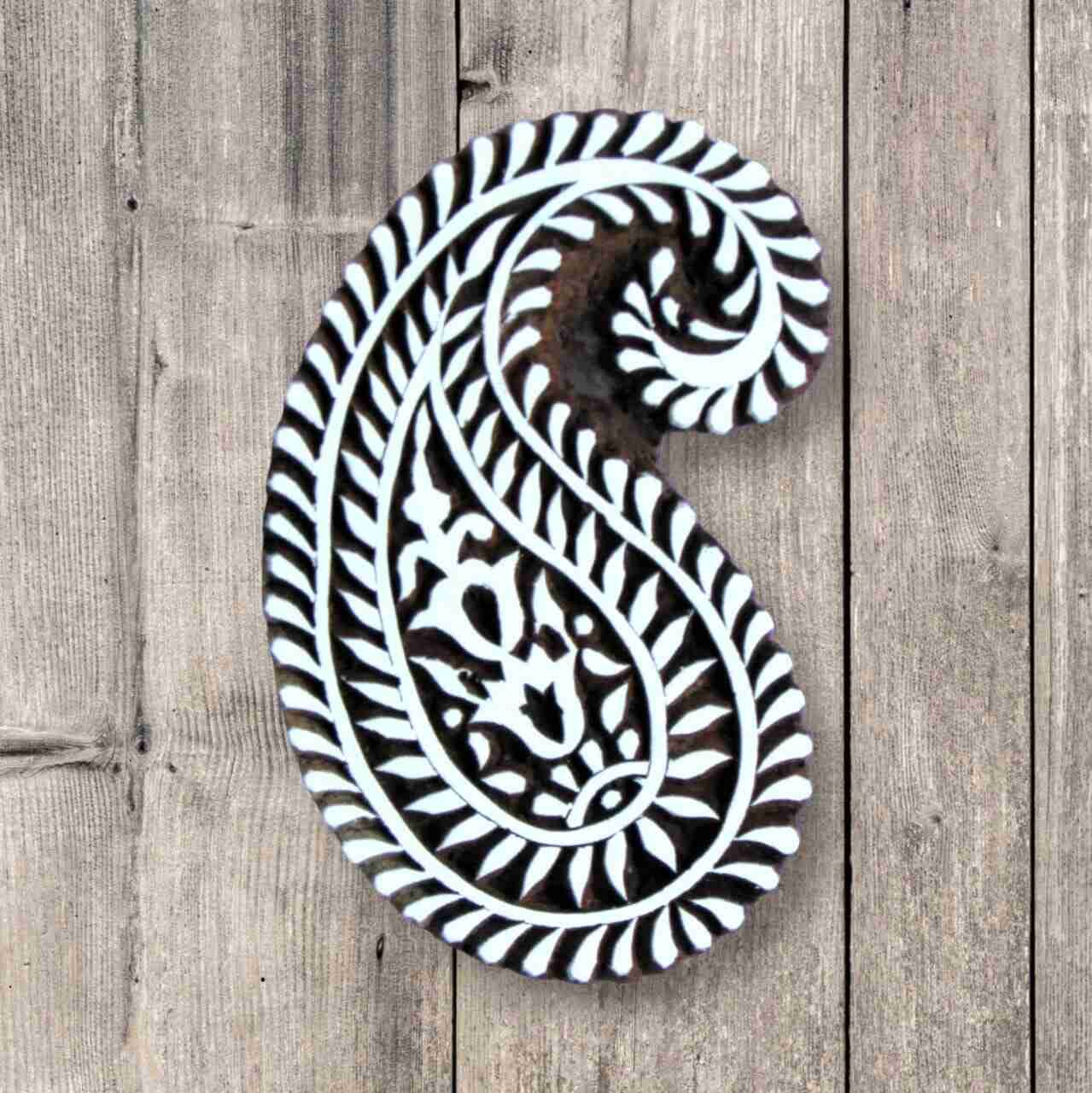 Handcrafted Wooden Stamps Paisley Boota and high-quality wood blocks print on fabric, paper, clay, mehndi, use on any other surface