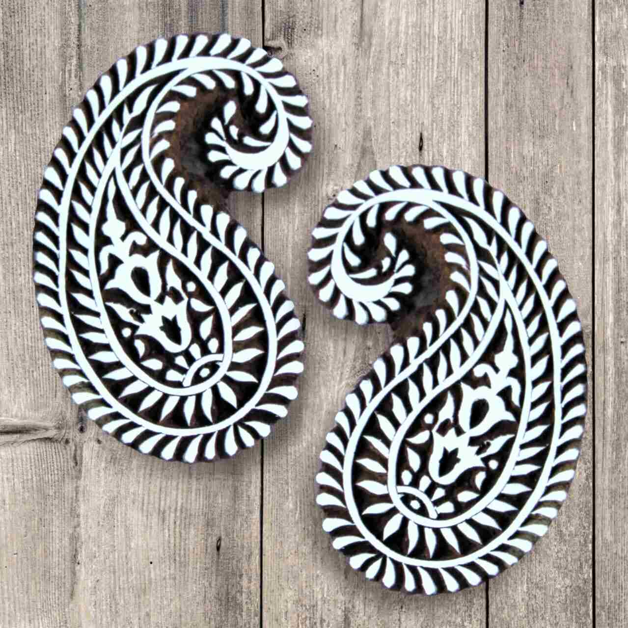 Handcrafted Printing Stamps Paisley Boota and high-quality wood blocks print on fabric, paper, clay, mehndi, use on any other surface