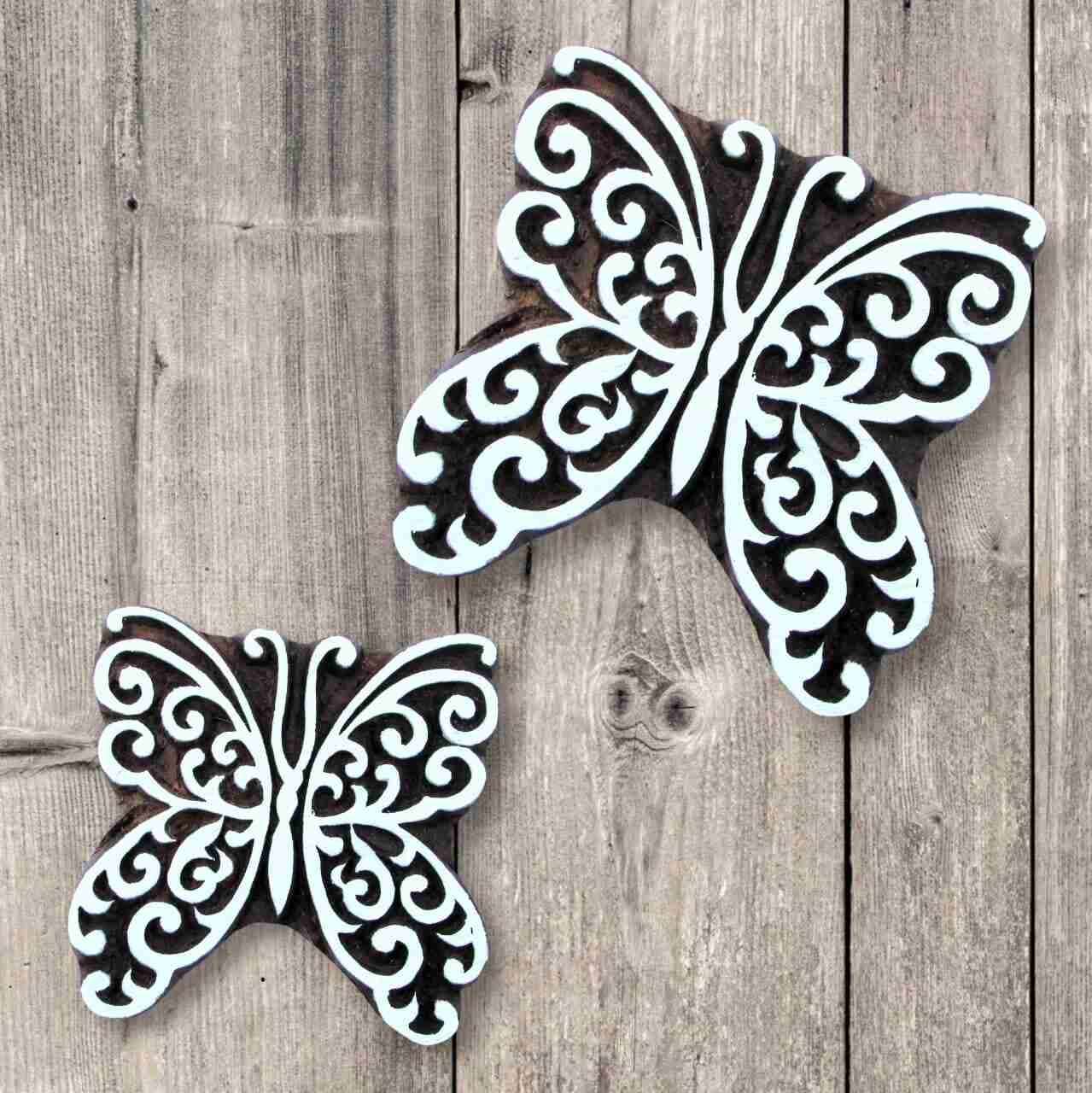 Handcrafted Printing Blocks Twin Butterflies and high-quality wood blocks print on fabric, paper, clay, mehndi, use on any other surface