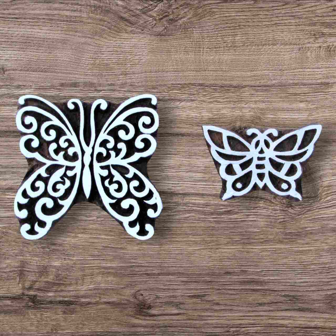 Handcrafted Printing block butterfly set and high-quality wood blocks print on fabric, paper, clay, mehndi, use on any other surface