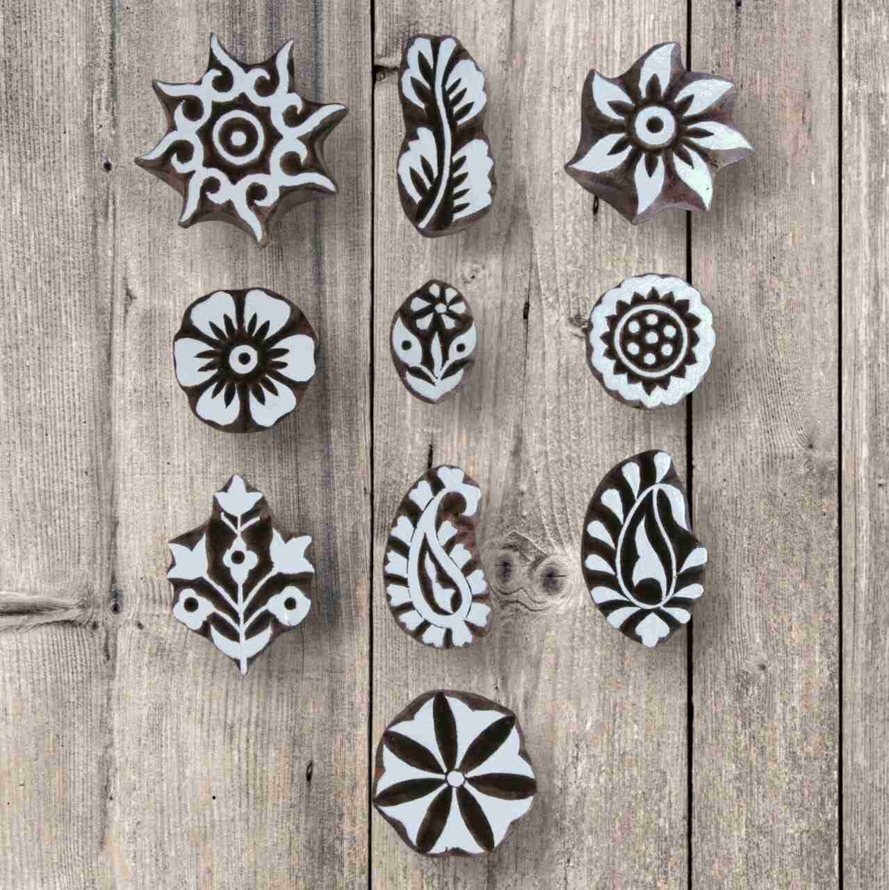 Handcrafted Printing block stamp unit unit and high-quality wood blocks print on fabric, paper, clay, mehndi, use on any other surface