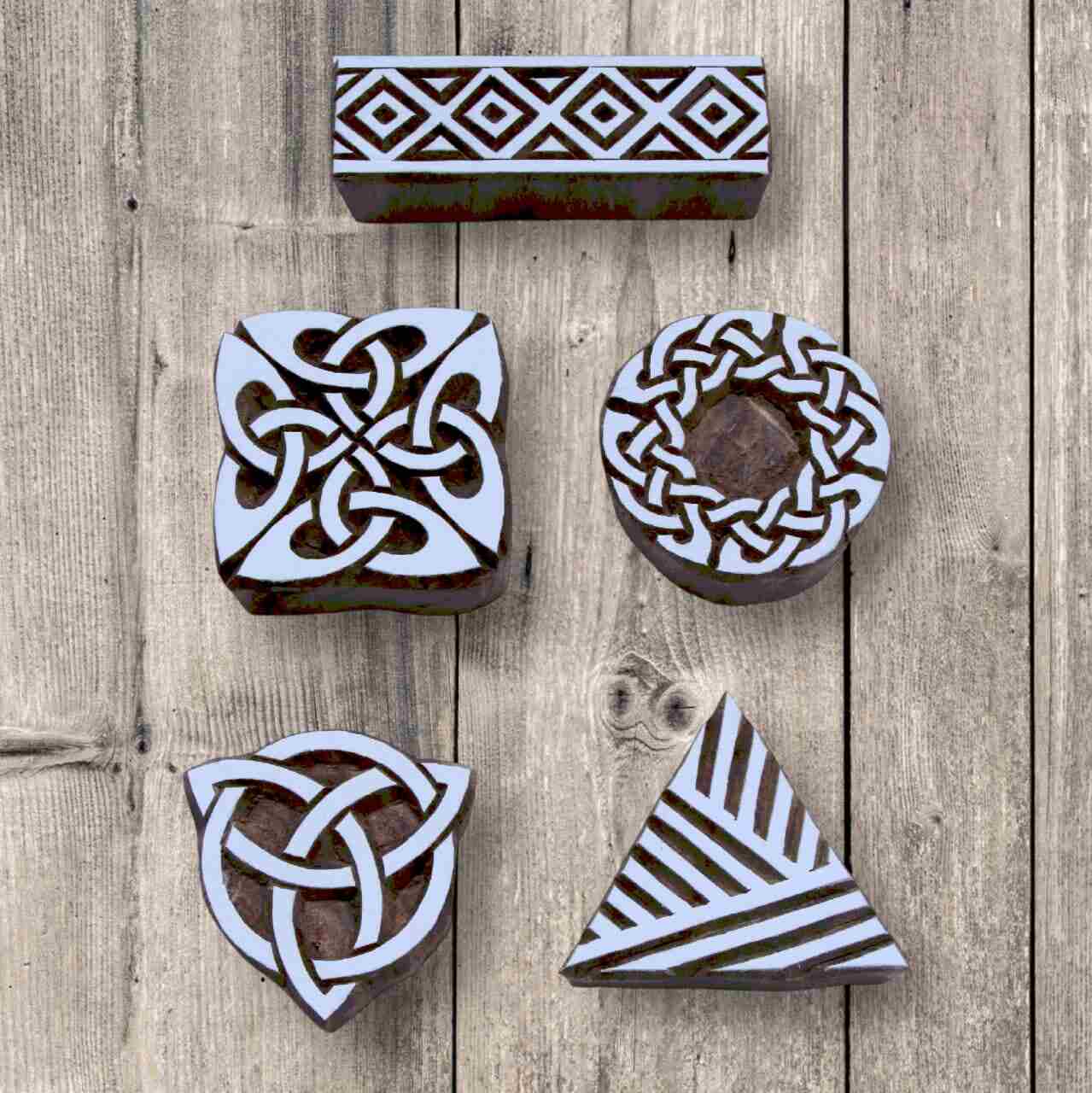 Handcrafted Geometric wooden Printing blocks and high-quality wood blocks print on fabric, paper, clay, mehndi, use on any other surface
