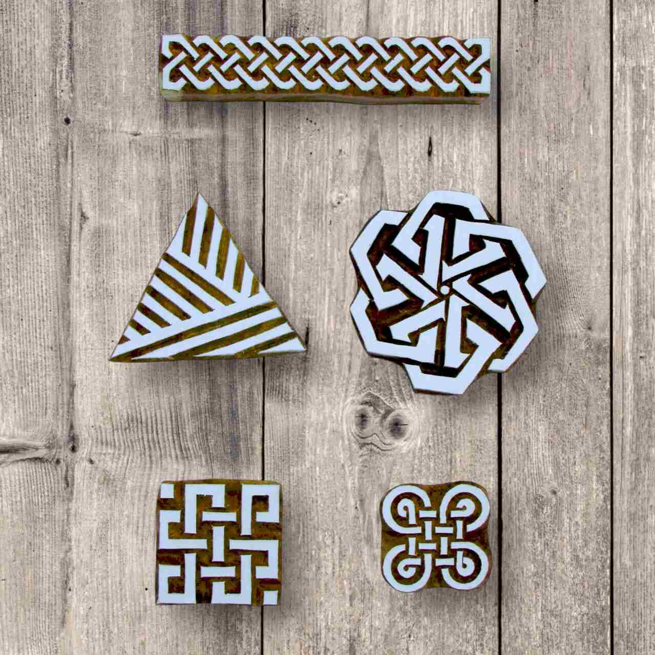 Handcrafted Geometric pattern Printing blocks and high-quality wood blocks print on fabric, paper, clay, mehndi, use on any other surface