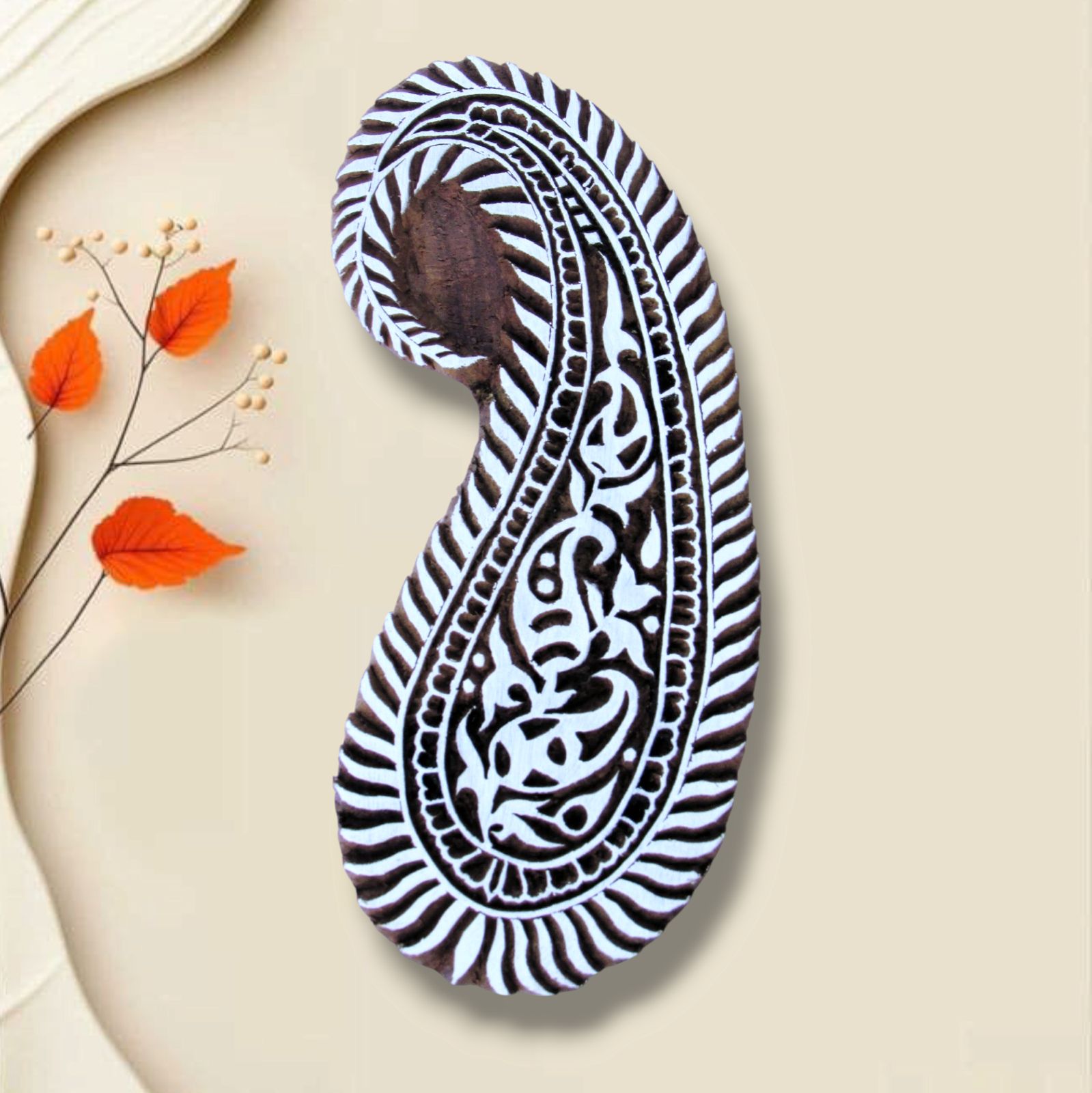 Handcrafted Wooden Block Ambi Design and high-quality wood blocks print on fabric, paper, clay, mehndi, use on any other surface