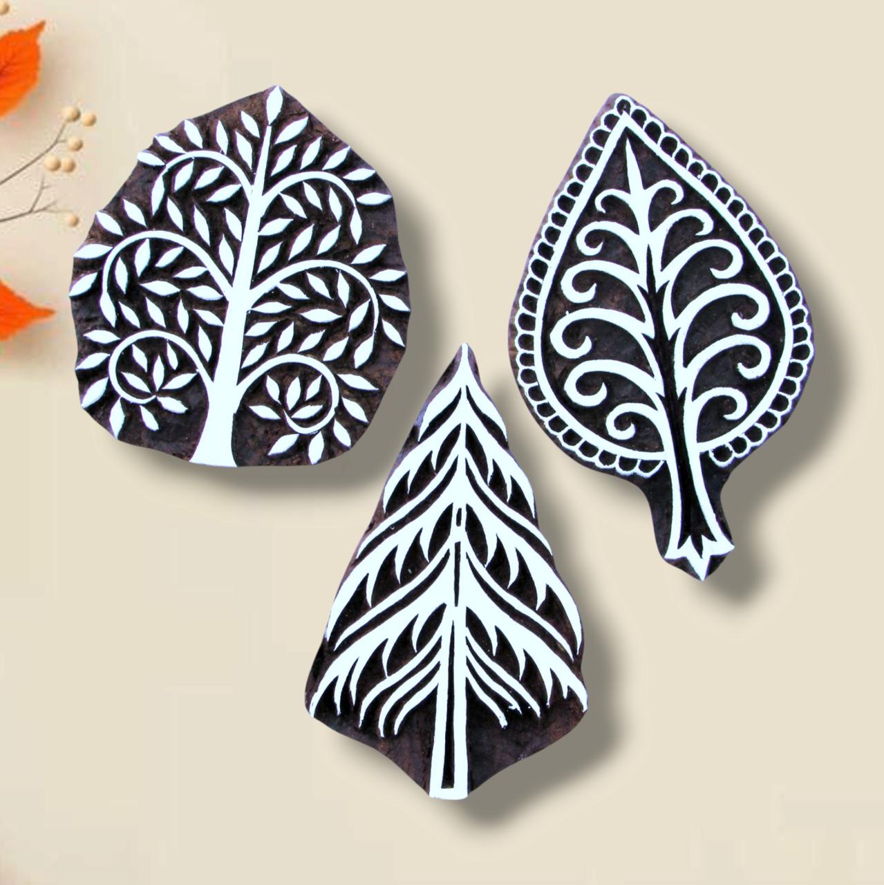 Handcrafted Wooden Printing Stamps Bute Set and high-quality wood blocks print on fabric, paper, clay, mehndi, use on any other surface