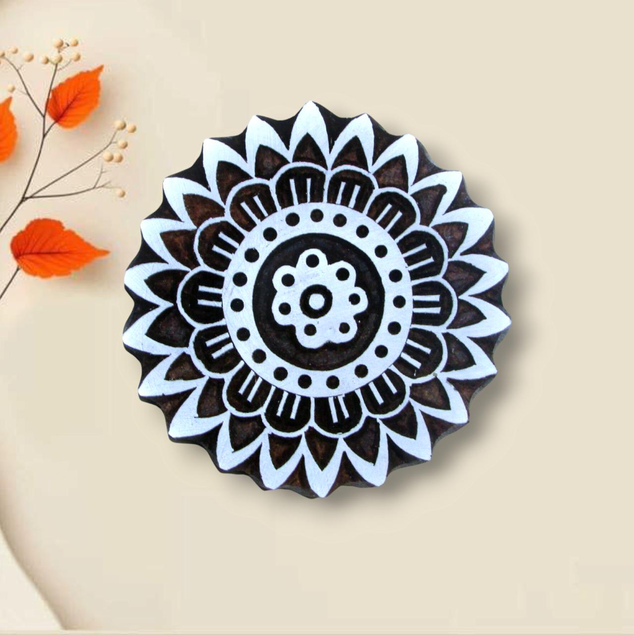 Handcrafted wooden printing block for unique designs and high-quality print on fabric, paper, clay, mehndi, use on any other surface
