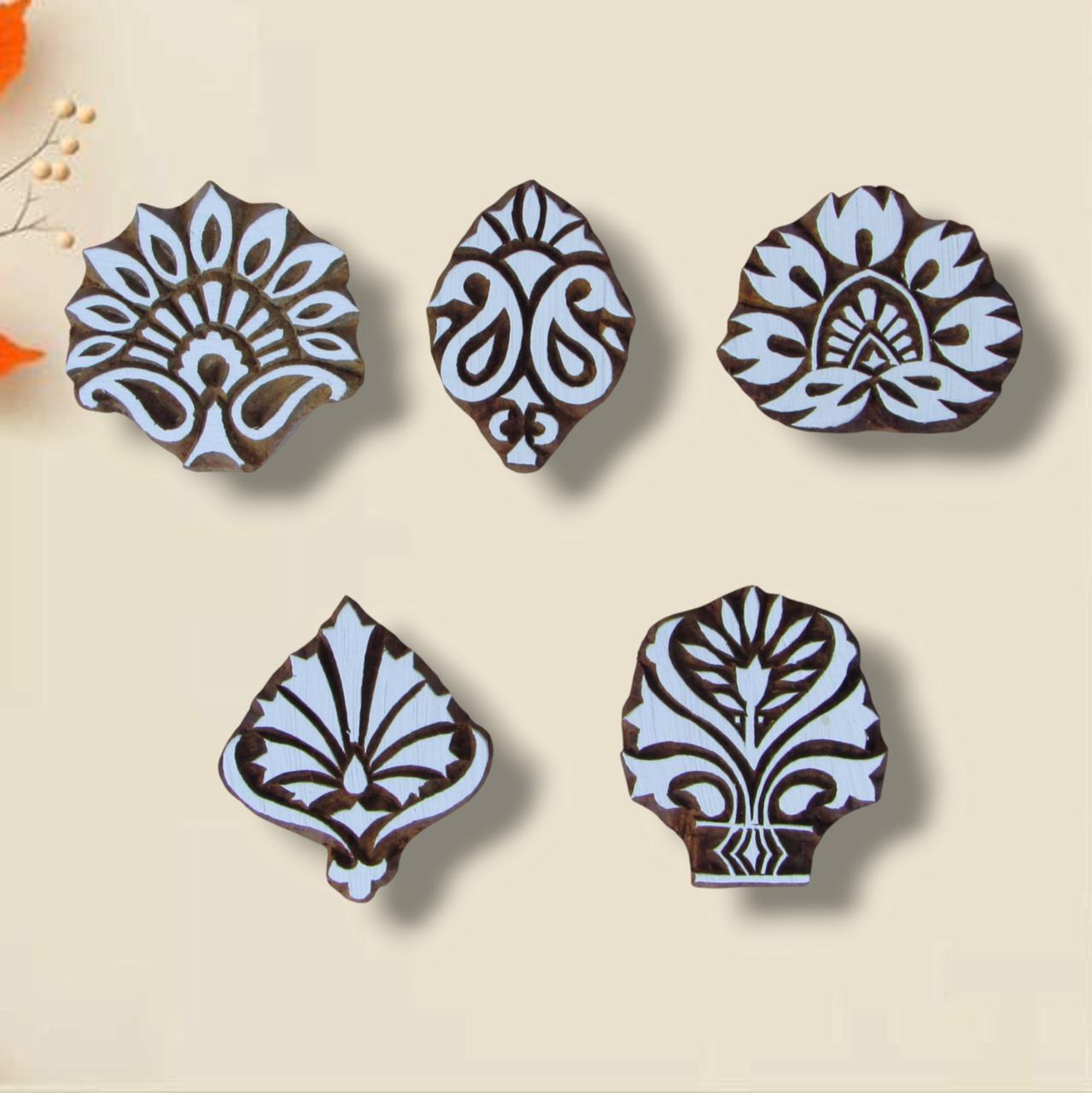Handcrafted Printing Stamps Buti Set and high-quality wood blocks print on fabric, paper, clay, mehndi, use on any other surface