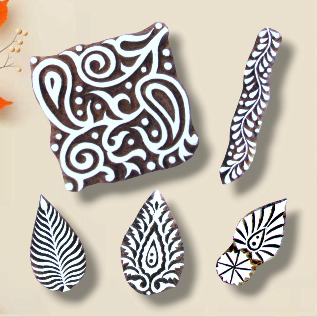 Handcrafted Carving Block Stamps and high-quality wood blocks print on fabric, paper, clay, mehndi, use on any other surface