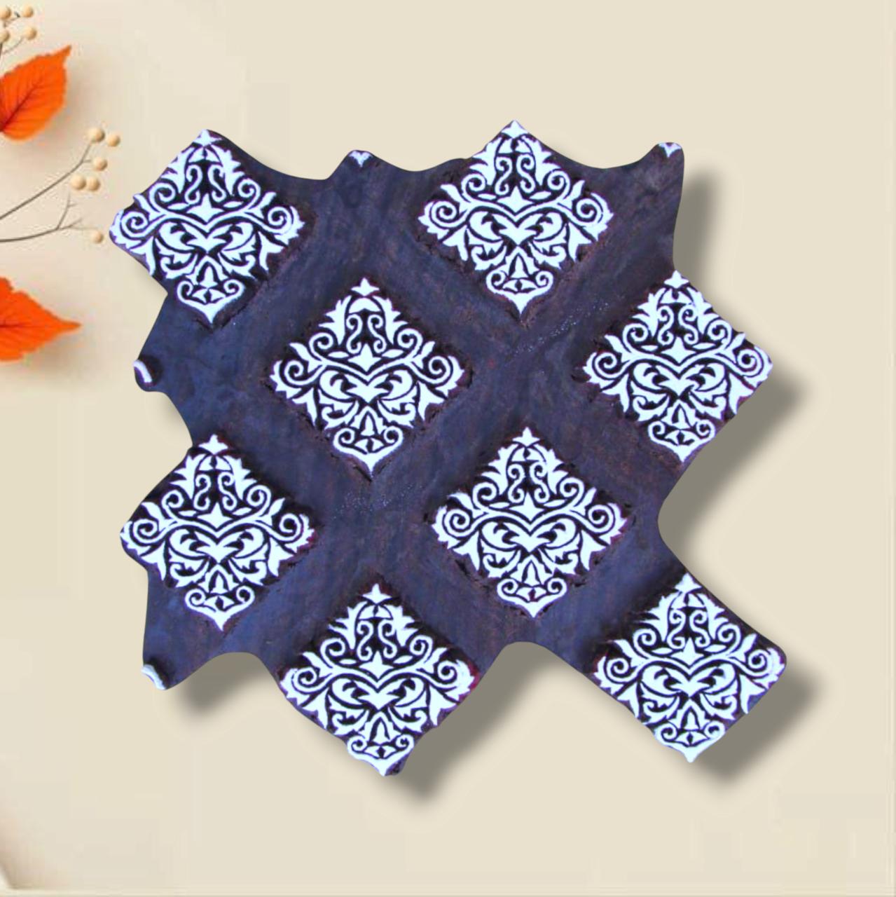 Handcrafted textile Printing block jaal and high-quality wood blocks print on fabric, paper, clay, mehndi, use on any other surface