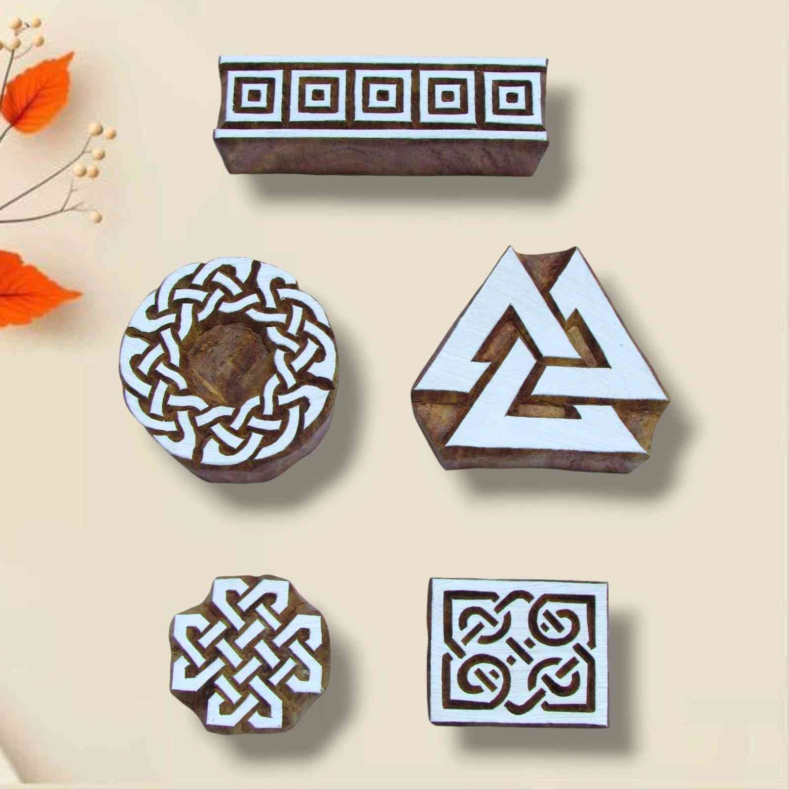 Handcrafted Printing stamp Geometric design and high-quality wood blocks print on fabric, paper, clay, mehndi, use on any other surface