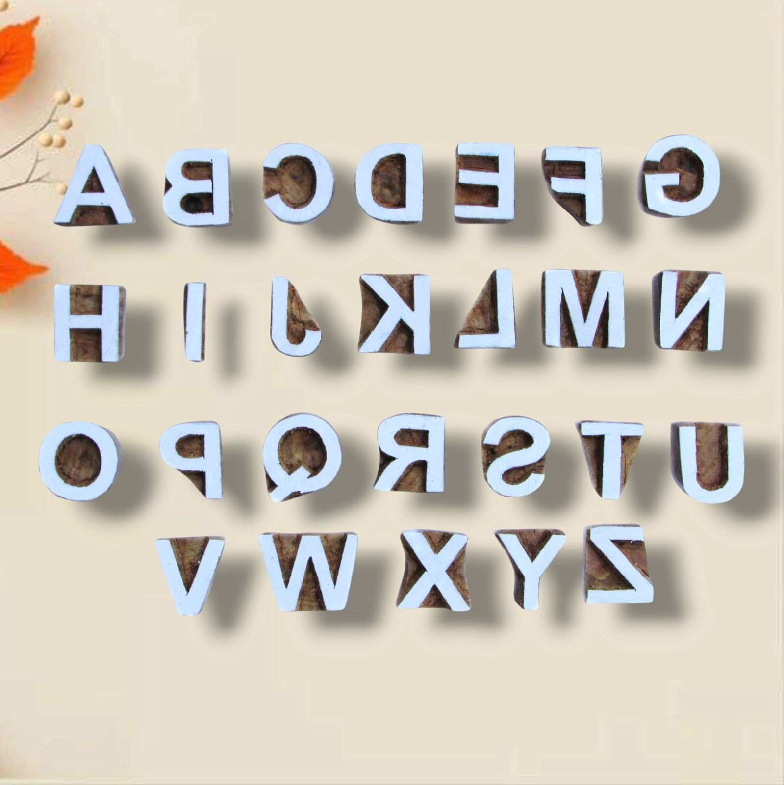 Handcrafted Printing stamps alphabet abcd and high-quality print on fabric, paper, clay, mehndi, use on any other surface