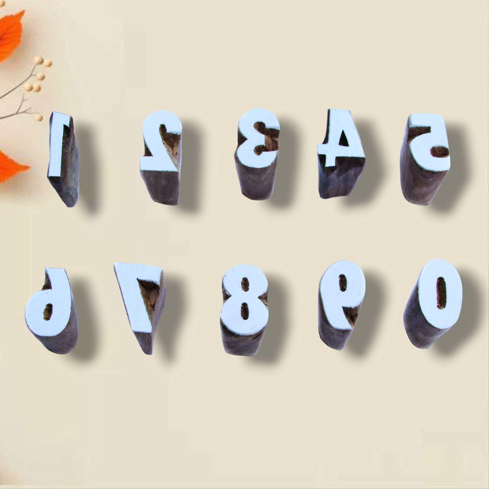 Handcrafted Wooden Printing stamps number and high-quality print on fabric, paper, clay, mehndi, use on any other surface