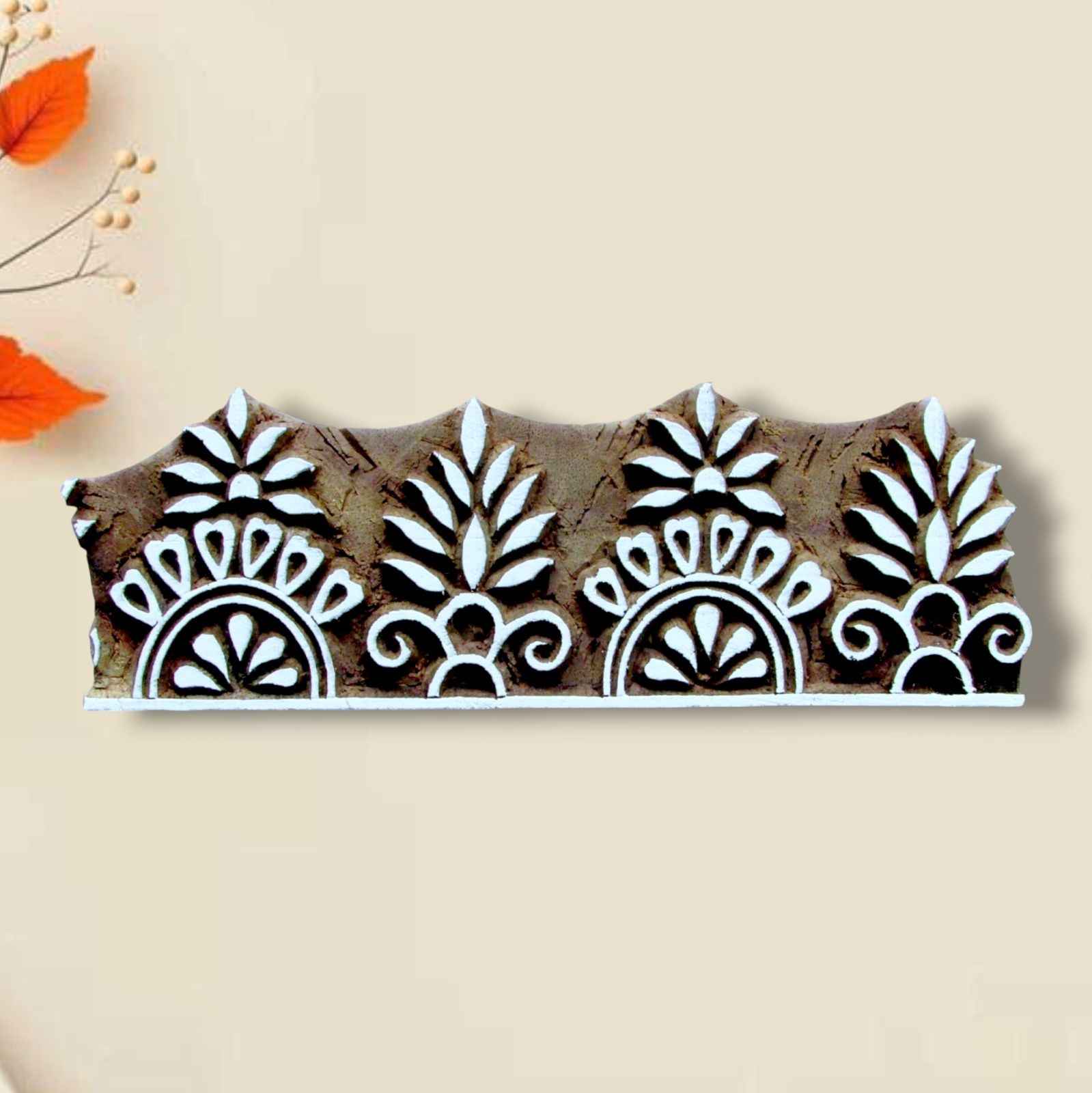 Handcrafted Wooden Printing stamp kangri for high-quality prints on fabric, paper, clay, mehndi. Durable, reusable & perfect for all your creative projects