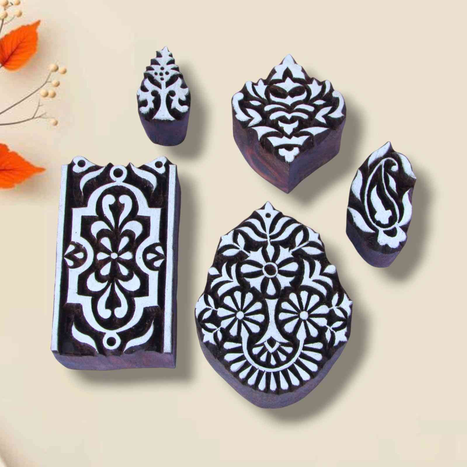 Handcrafted Wooden printing blocks buti for unique designs and high-quality print on fabric, paper, clay, mehndi, use on any other surface