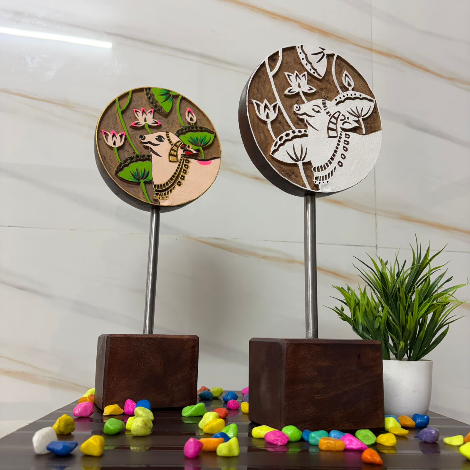 2 Pieces Set Cow Table Decor for Elegant Interiors 15 Inches - Image 2